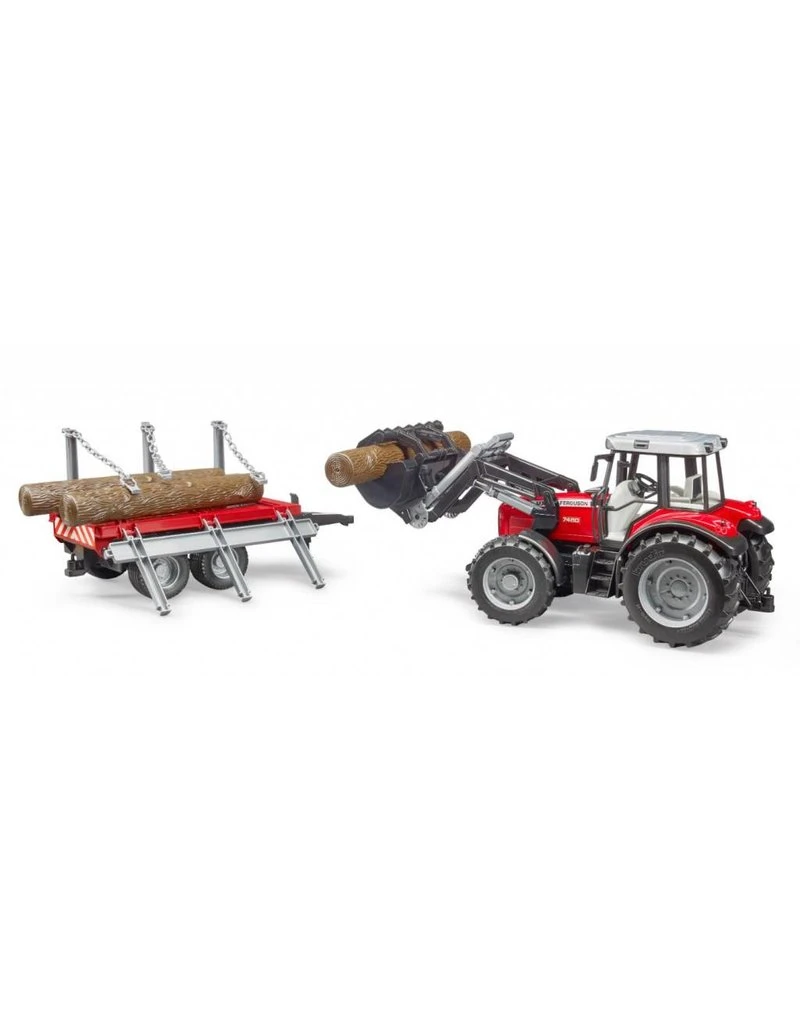 Bruder 2046 - Massey Ferguson 7480 Met Frontlader En Houttransport Aanhanger 4 Bruder 2046 - Massey Ferguson 7480 Met Frontlader En Houttransport Aanhanger - Afbeelding 4