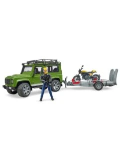 Bruder 2589 - Land Rover Defender Met Aanhanger En Scrambler Ducati -Miniatuur Speelgoed Winkel bruder bruder 2589 land rover defender met aanhang 2