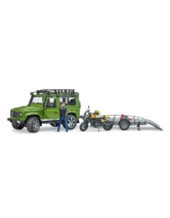 Bruder 2589 - Land Rover Defender Met Aanhanger En Scrambler Ducati -Miniatuur Speelgoed Winkel bruder bruder 2589 land rover defender met aanhang 4