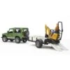 Bruder 2593 - Landrover Met Aanhanger En JCB Mini Graafmachine