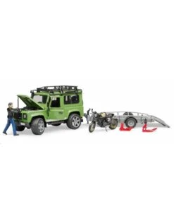 Bruder 2598 - Landrover Defender Met Aanhanger En Ducati Motor En Berijder -Miniatuur Speelgoed Winkel bruder bruder 2598 landrover defender met aanhange 4