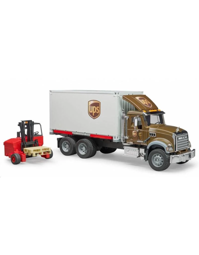 Bruder 2828 - Mack Granite UPS Met Heftruck 2 Bruder 2828 - Mack Granite UPS Met Heftruck - Afbeelding 2