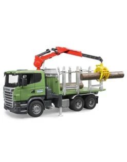 Bruder 3524 - Scania Houttransporter Met Kraan En 3 Boomstammen