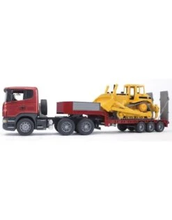Miniatuur Speelgoed Winkel 6 Bruder 3555 - Scania R-serie Met Dieplader En Caterpillar Bulldozer