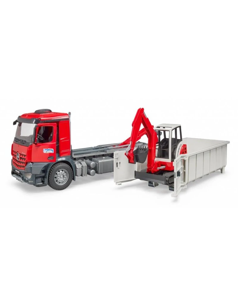 Bruder 3624 - MB Arocs Met Afrolcontainer En Schaeff HR16 Minibagger 4 Bruder 3624 - MB Arocs Met Afrolcontainer En Schaeff HR16 Minibagger - Afbeelding 4