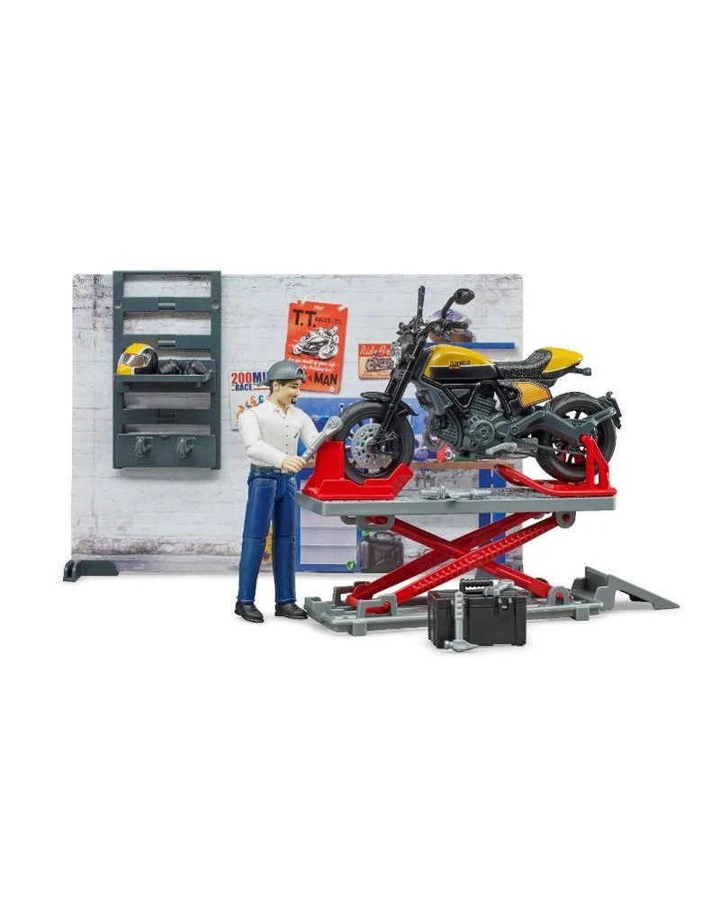 Bruder 62102 - Werkplaats Voor Motoren (Scrambler Ducati) 1 Bruder 62102 - Werkplaats Voor Motoren (Scrambler Ducati)