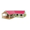 Kids Globe 610210 - Paardenhoekstal Met3 Boxen En Berging1:24 Wit/roze (geschikt Voor Schleich)