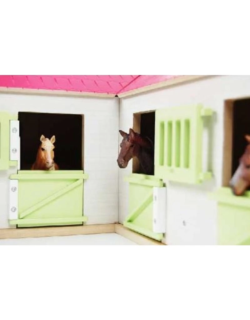 Kids Globe 610210 - Paardenhoekstal Met3 Boxen En Berging1:24 Wit/roze (geschikt Voor Schleich) 3 Kids Globe 610210 - Paardenhoekstal Met3 Boxen En Berging1:24 Wit/roze (geschikt Voor Schleich) - Afbeelding 3