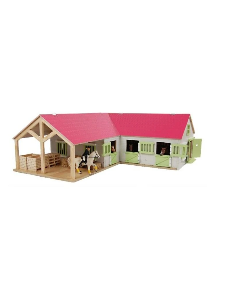 Kids Globe 610210 - Paardenhoekstal Met3 Boxen En Berging1:24 Wit/roze (geschikt Voor Schleich) 1 Kids Globe 610210 - Paardenhoekstal Met3 Boxen En Berging1:24 Wit/roze (geschikt Voor Schleich)