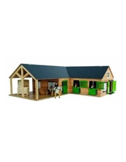 Kids Globe 610211 - Paardenhoekstal Met3 Boxen En Berging1:24 Bruin/zwart (geschikt Voor Schleich)