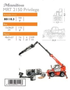 Ros 80110.3 - Manitou MRT2150+ MANISCOPIC Verreiker Met Diverse Accessoire 1:32 -Miniatuur Speelgoed Winkel ros ros 801103 manitou mrt2150 maniscopic verreike 3