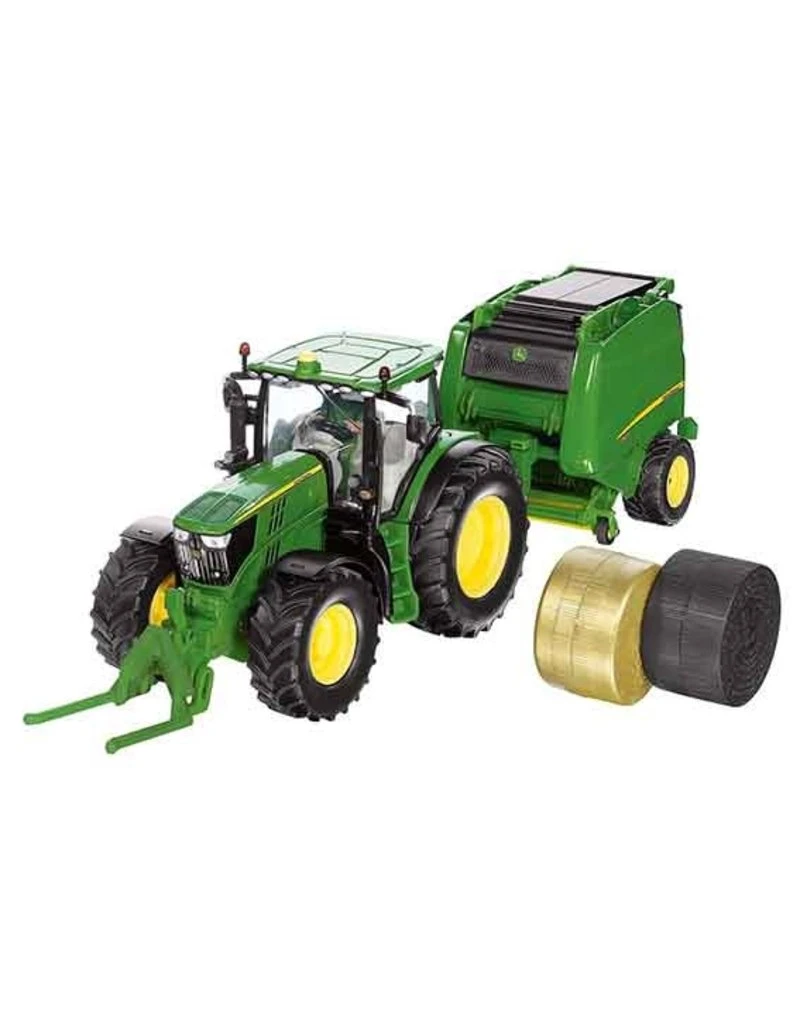 Siku 3838 - John Deere 6210R Met Balenpers 1:32 1 Siku 3838 - John Deere 6210R Met Balenpers 1:32